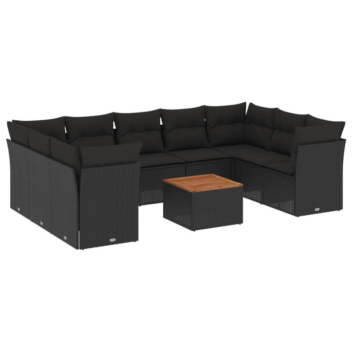 sofasæt til haven 10 dele med hynder polyrattan sort