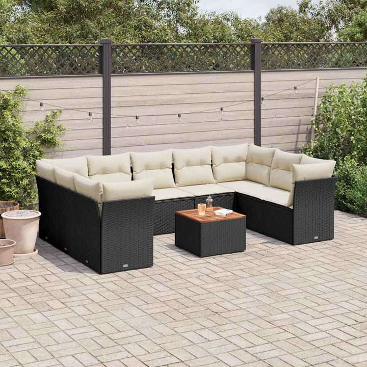 sofasæt til haven 10 dele med hynder polyrattan sort
