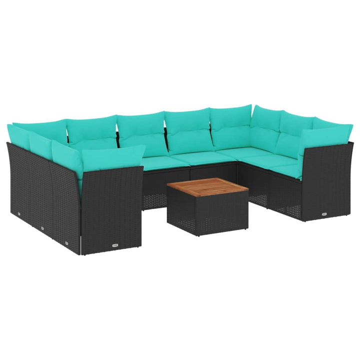 sofasæt til haven 10 dele med hynder polyrattan sort