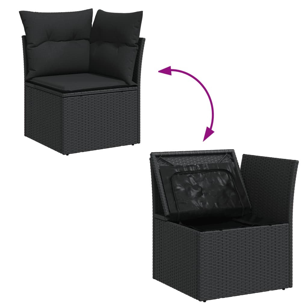 sofasæt til haven 10 dele med hynder polyrattan sort