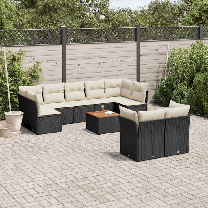sofasæt til haven 10 dele med hynder polyrattan sort