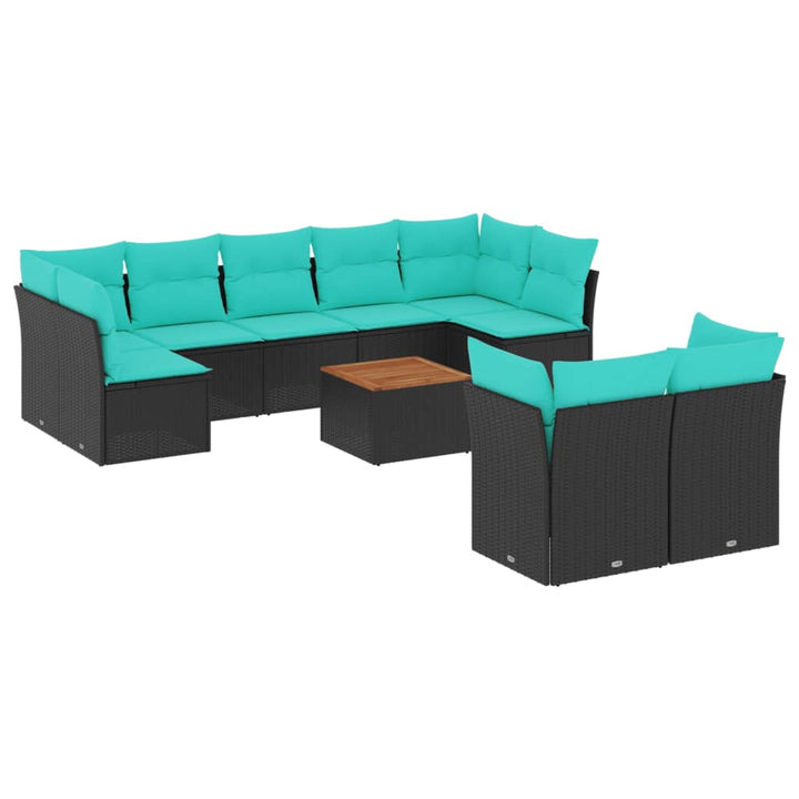 sofasæt til haven 10 dele med hynder polyrattan sort