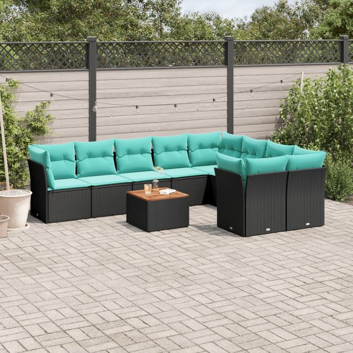 sofasæt til haven 10 dele med hynder polyrattan sort
