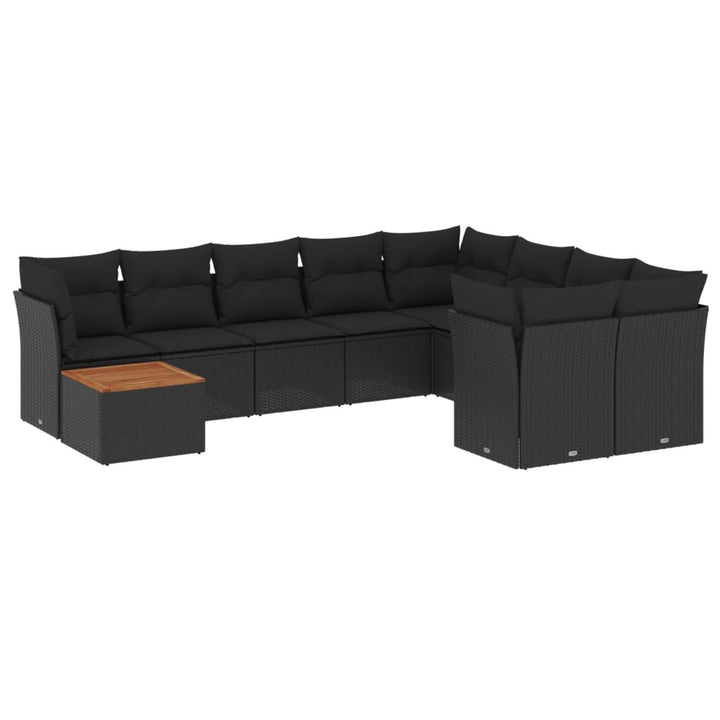 sofasæt til haven 10 dele med hynder polyrattan sort