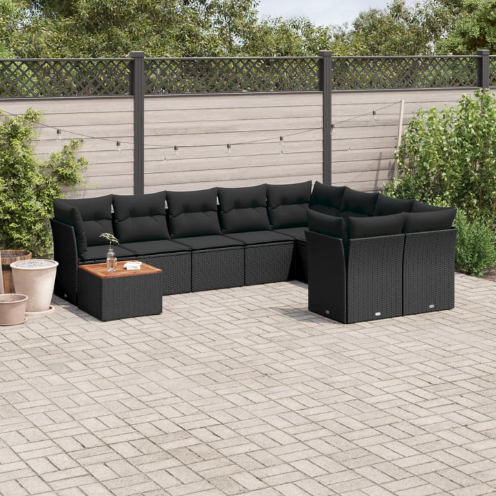 sofasæt til haven 10 dele med hynder polyrattan sort