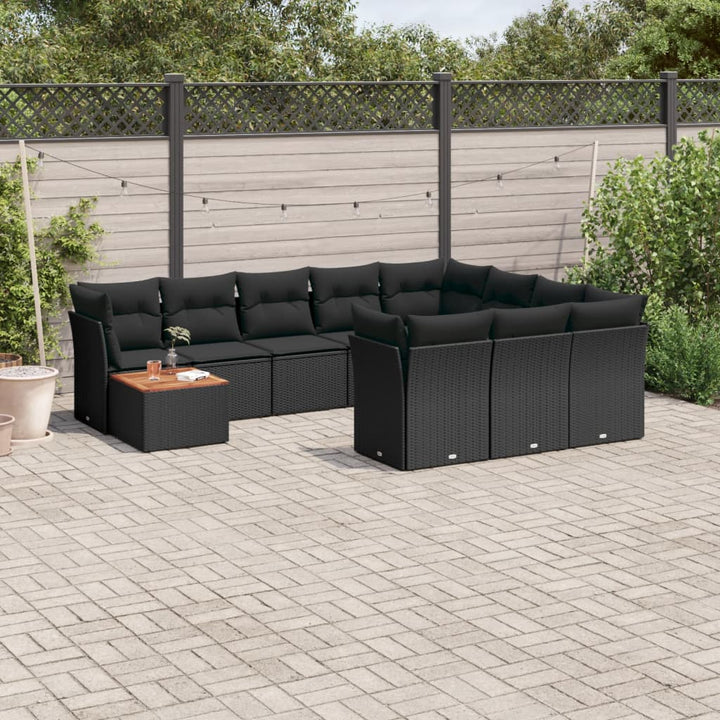 sofasæt til haven 11 dele med hynder polyrattan sort