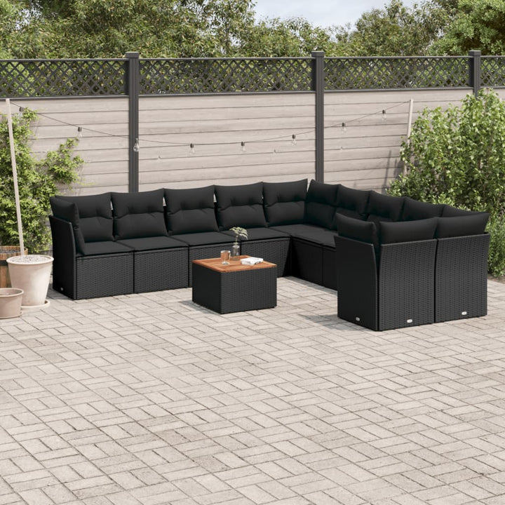 sofasæt til haven 11 dele med hynder polyrattan sort