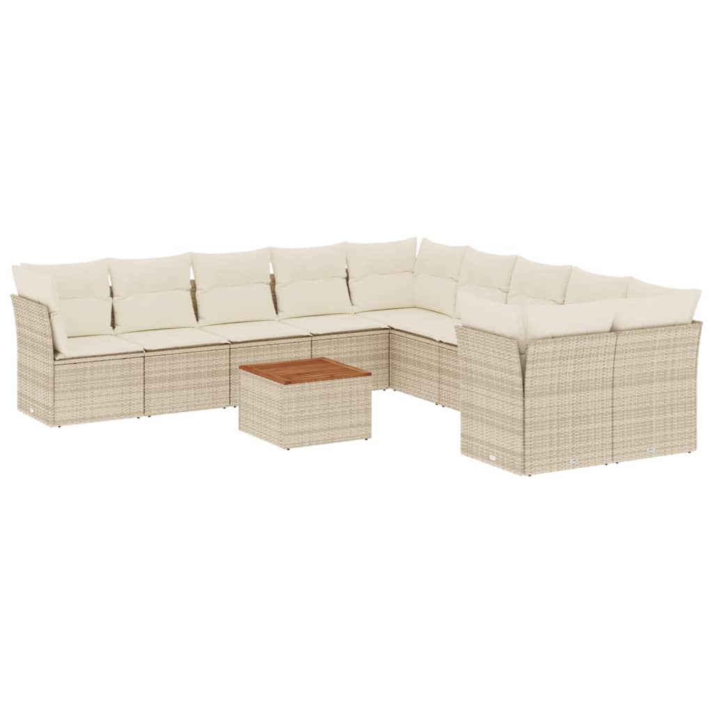 sofasæt til haven 11 dele med hynder polyrattan beige