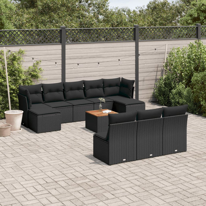 sofasæt til haven 11 dele med hynder polyrattan sort