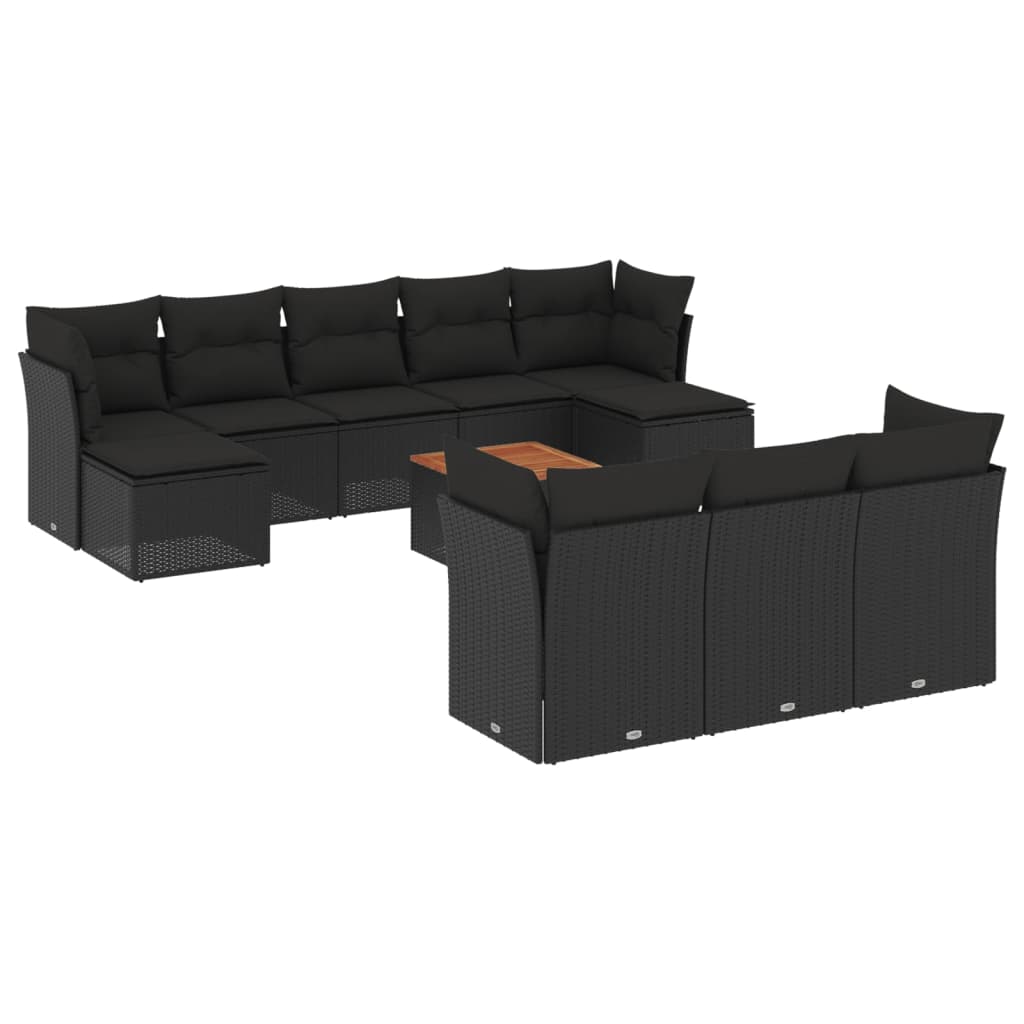 sofasæt til haven 11 dele med hynder polyrattan sort