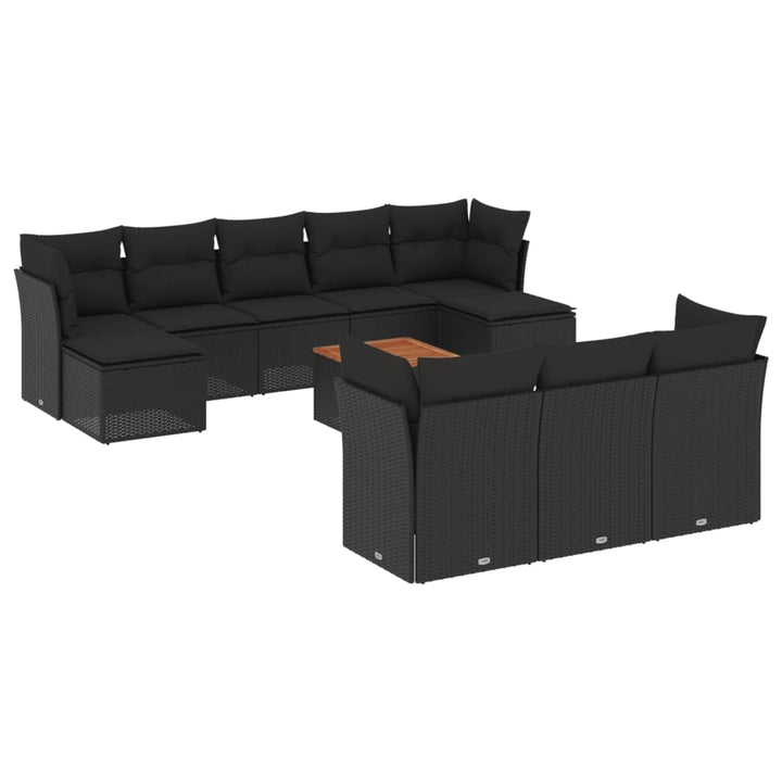 sofasæt til haven 11 dele med hynder polyrattan sort