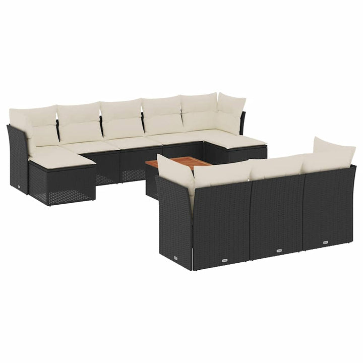 sofasæt til haven 11 dele med hynder polyrattan sort