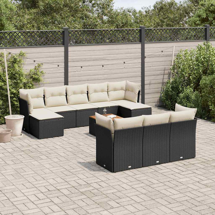 sofasæt til haven 11 dele med hynder polyrattan sort
