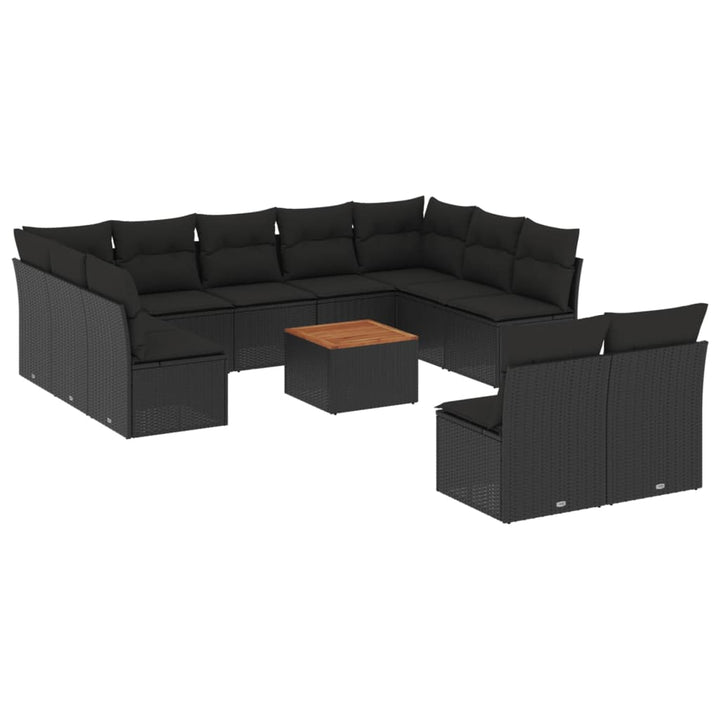 sofasæt til haven 12 dele med hynder polyrattan sort
