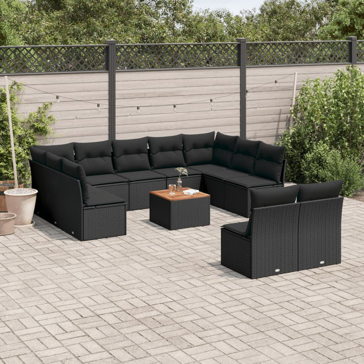 sofasæt til haven 12 dele med hynder polyrattan sort