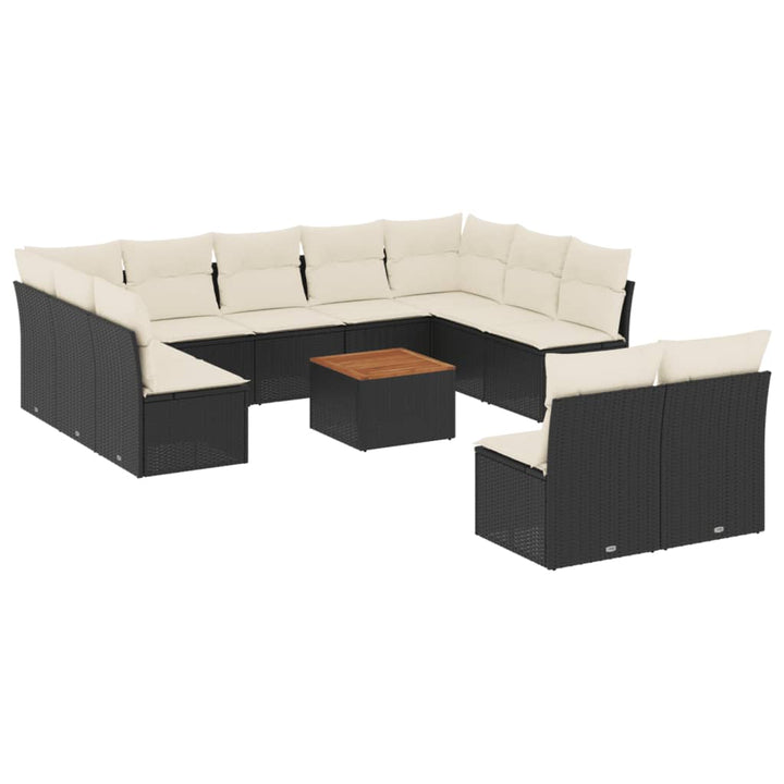 sofasæt til haven 12 dele med hynder polyrattan sort