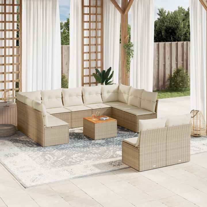 sofasæt til haven 12 dele med hynder polyrattan beige