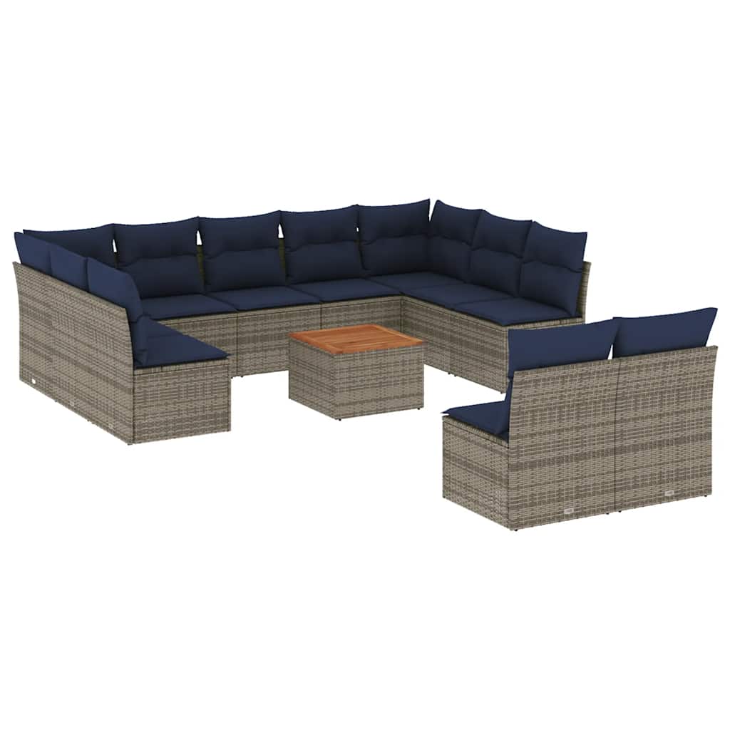 sofasæt til haven 12 dele med hynder polyrattan grå