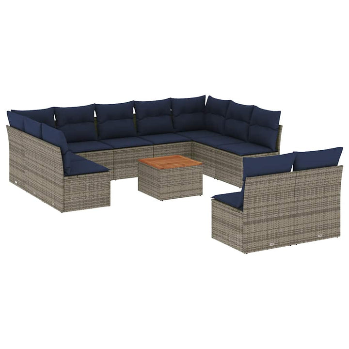 sofasæt til haven 12 dele med hynder polyrattan grå