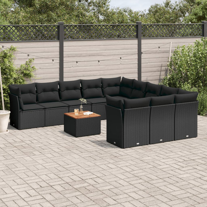 sofasæt til haven 12 dele med hynder polyrattan sort