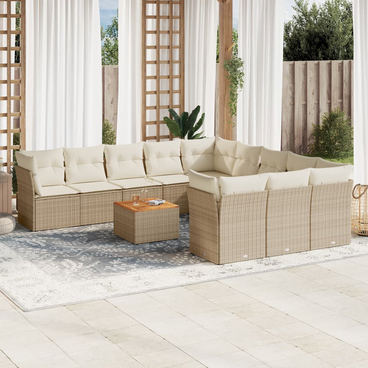 sofasæt til haven 12 dele med hynder polyrattan beige
