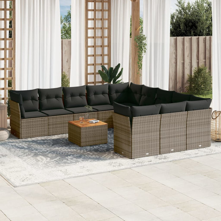 sofasæt til haven 12 dele med hynder polyrattan grå
