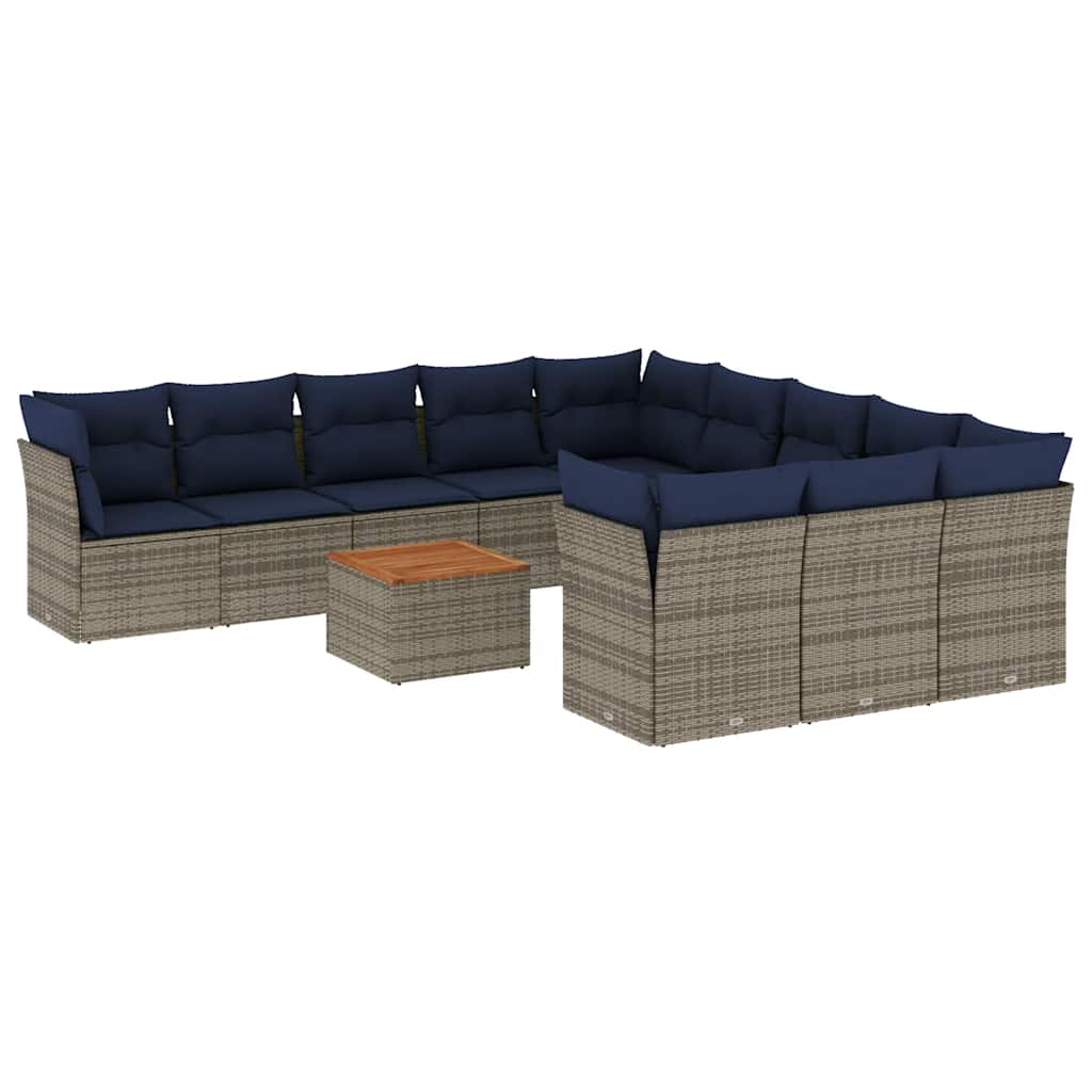sofasæt til haven 12 dele med hynder polyrattan grå