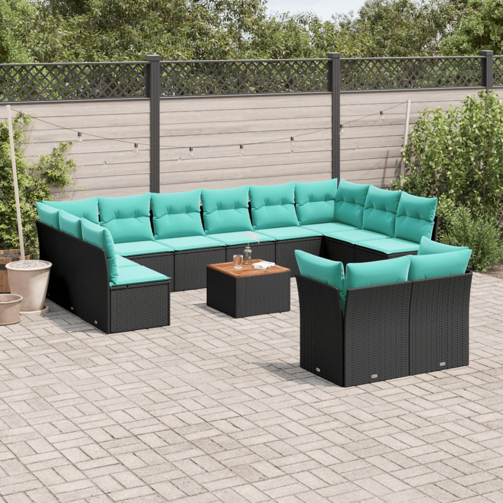 sofasæt til haven 13 dele med hynder polyrattan sort