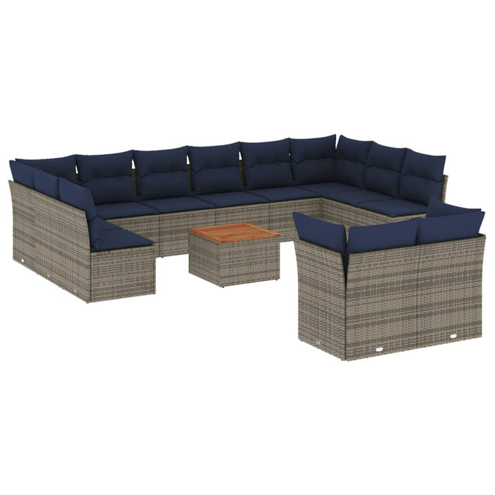 sofasæt til haven 13 dele med hynder polyrattan grå