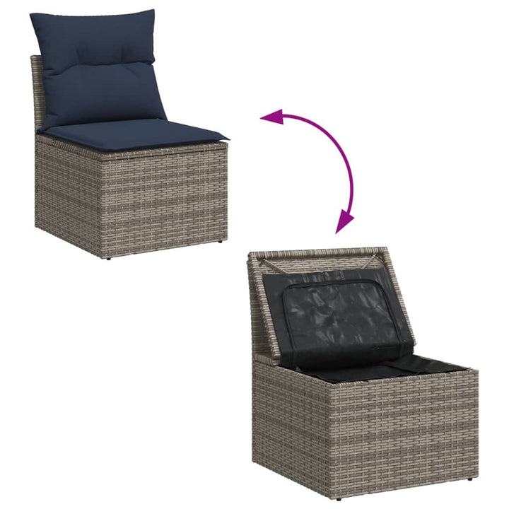 sofasæt til haven 13 dele med hynder polyrattan grå