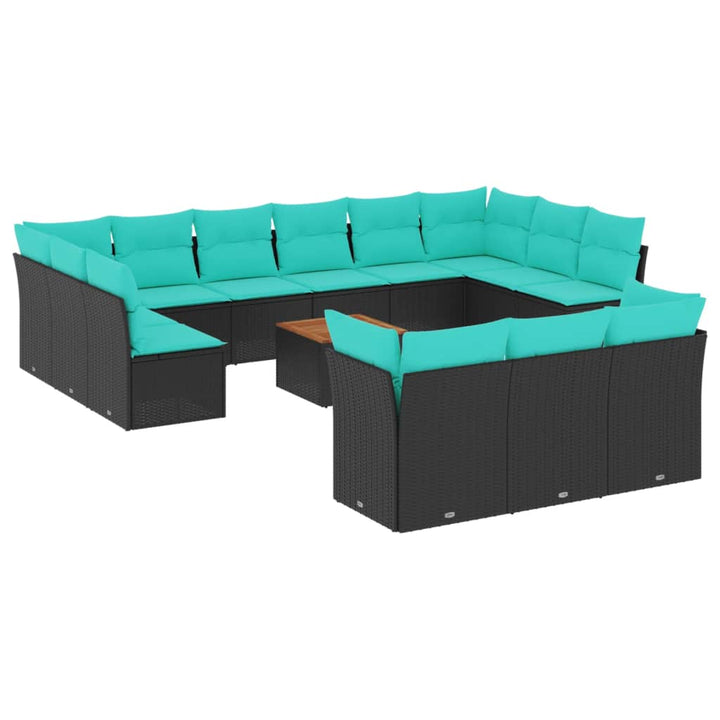 sofasæt til haven 14 dele med hynder polyrattan sort