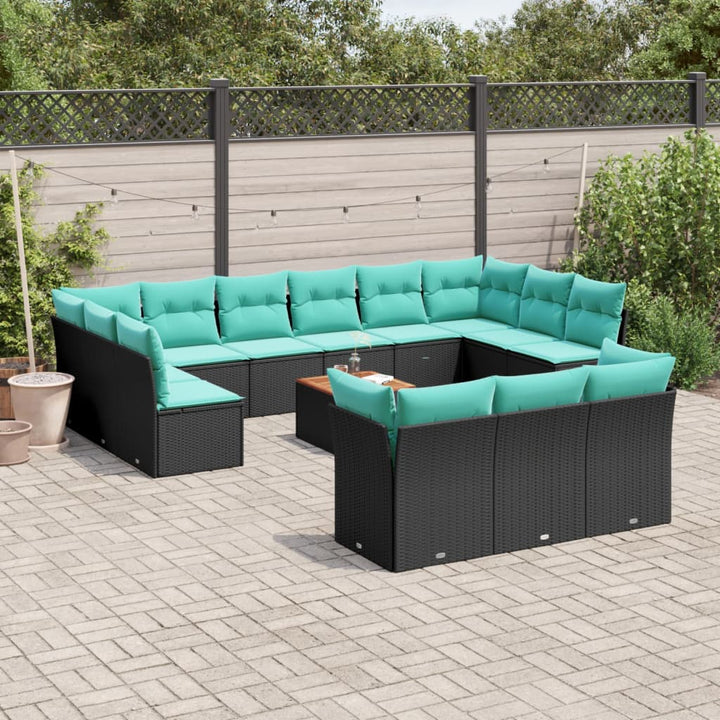 sofasæt til haven 14 dele med hynder polyrattan sort