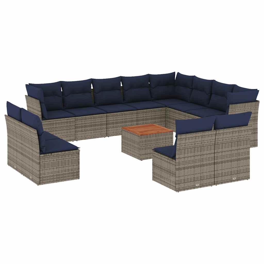 sofasæt til haven 13 dele med hynder polyrattan grå