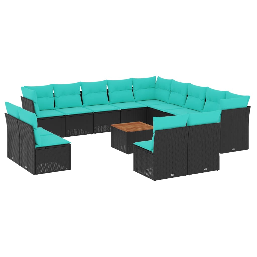 sofasæt til haven 14 dele med hynder polyrattan sort