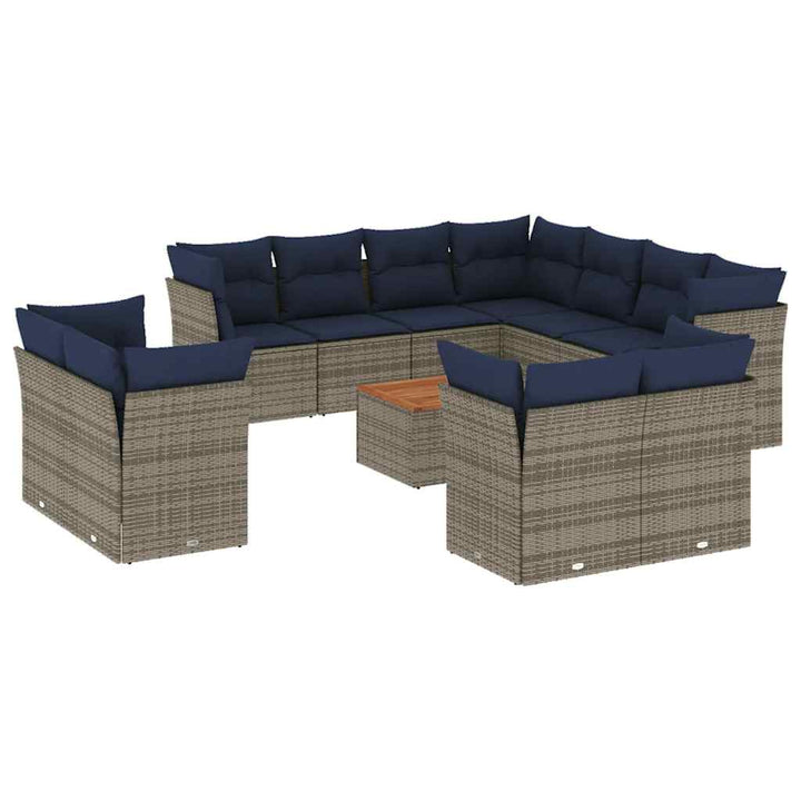 sofasæt til haven 12 dele med hynder polyrattan grå