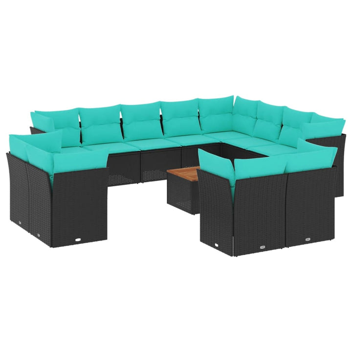 sofasæt til haven 13 dele med hynder polyrattan sort