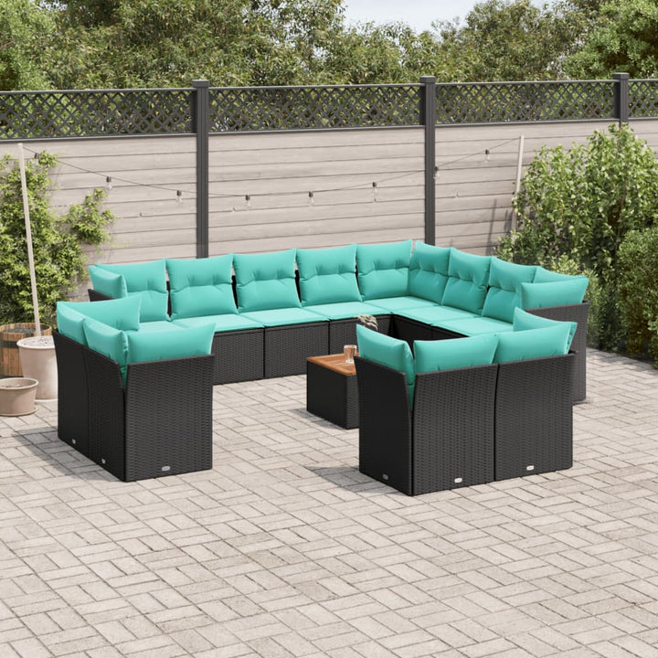 sofasæt til haven 13 dele med hynder polyrattan sort