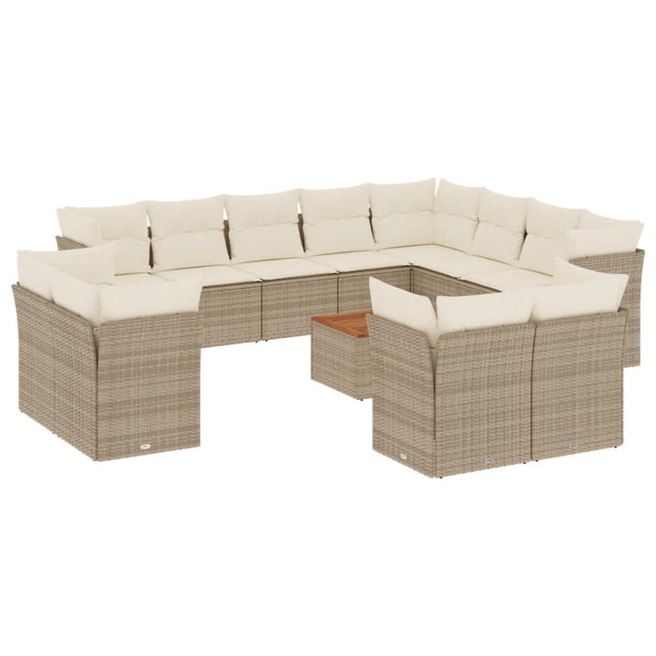 sofasæt til haven 13 dele med hynder polyrattan beige