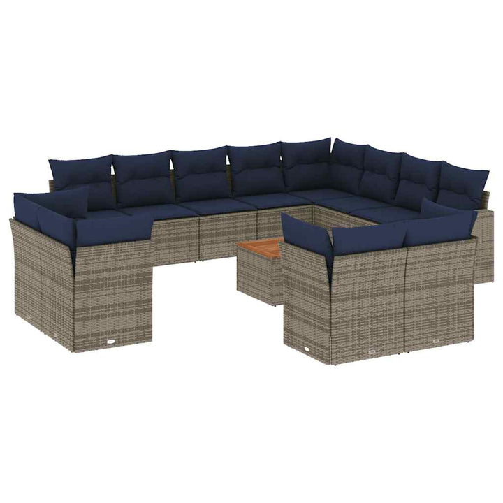 sofasæt til haven 13 dele med hynder polyrattan grå