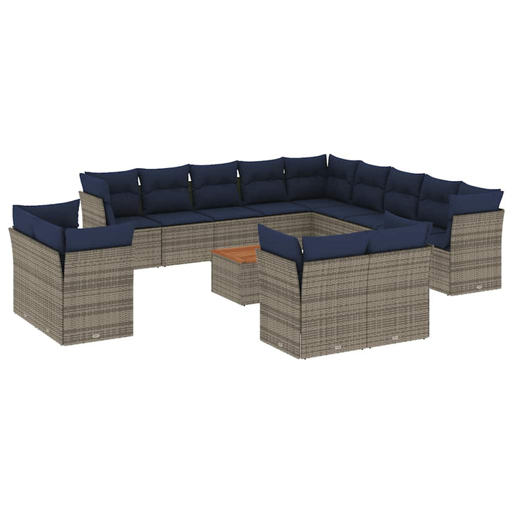 sofasæt til haven 14 dele med hynder polyrattan grå