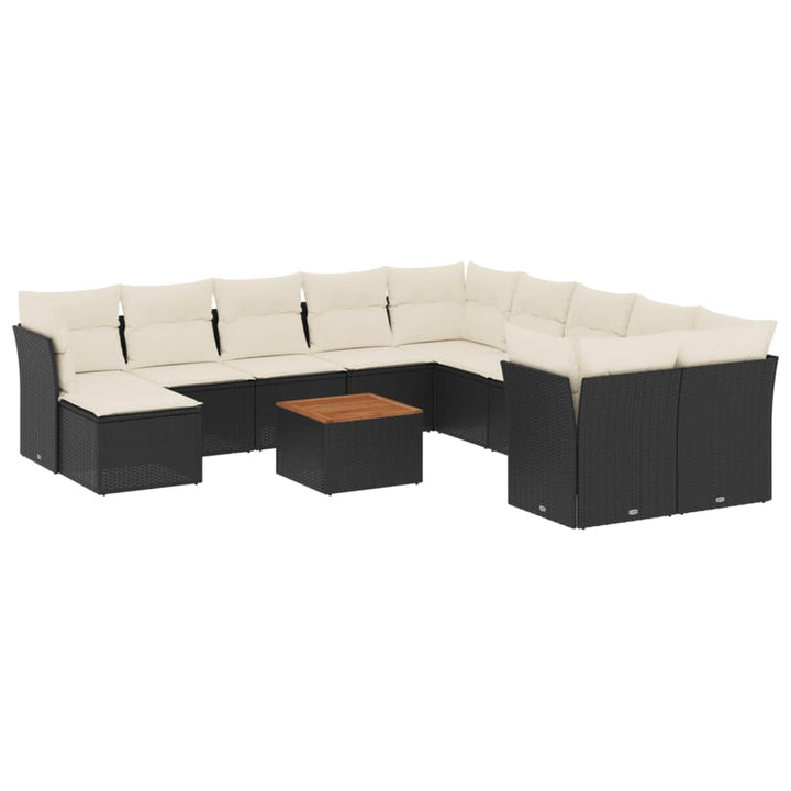 sofasæt til haven 12 dele med hynder polyrattan sort