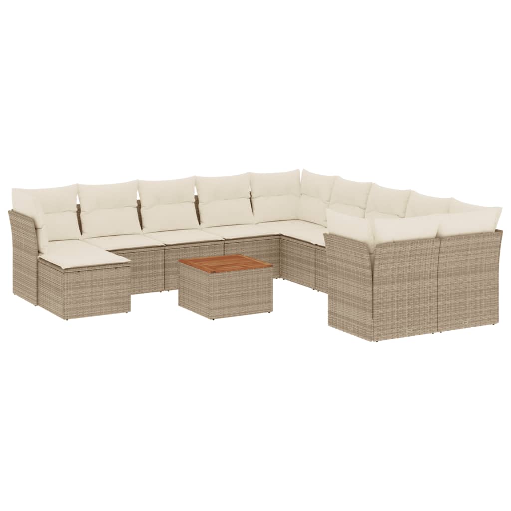sofasæt til haven 12 dele med hynder polyrattan beige