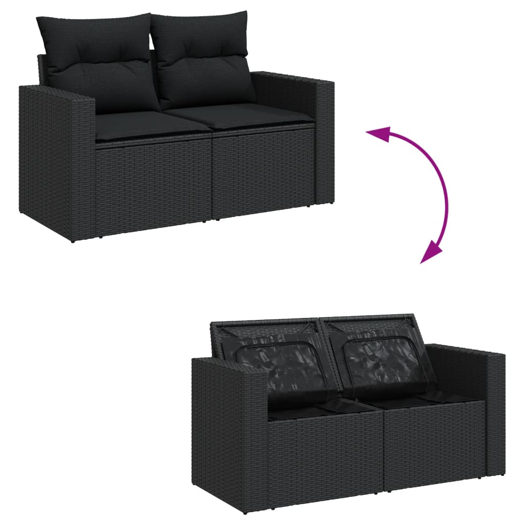 sofasæt til haven 4 dele med hynder polyrattan sort