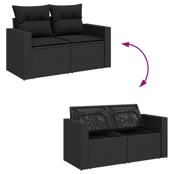 sofasæt til haven 4 dele med hynder polyrattan sort