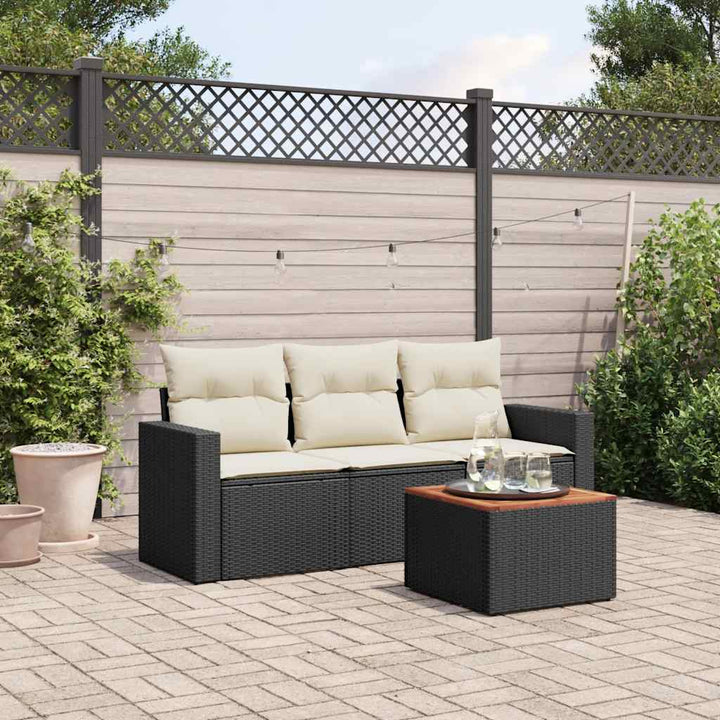 sofasæt til haven 4 dele med hynder polyrattan sort