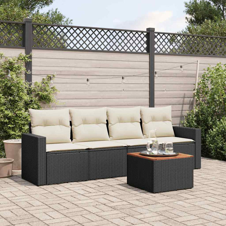 sofasæt til haven 5 dele med hynder polyrattan sort