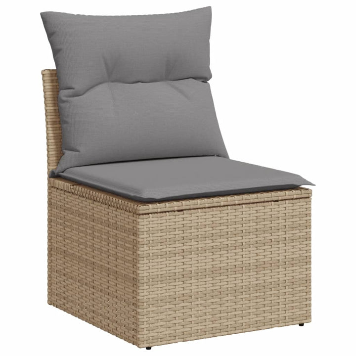 havesofasæt 5 dele med hynder polyrattan beige