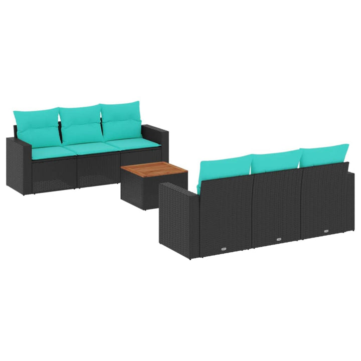 sofasæt til haven 7 dele med hynder polyrattan sort
