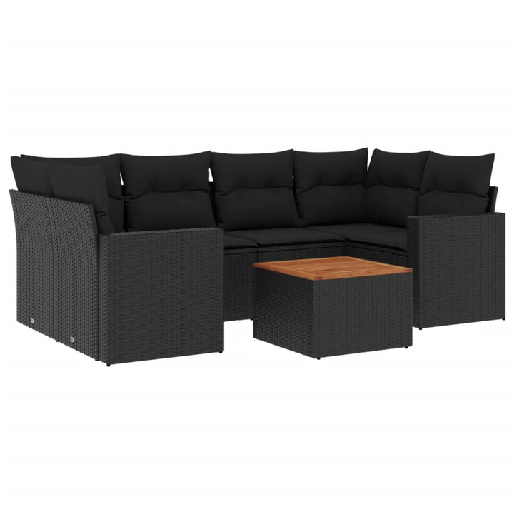 sofasæt til haven 7 dele med hynder polyrattan sort