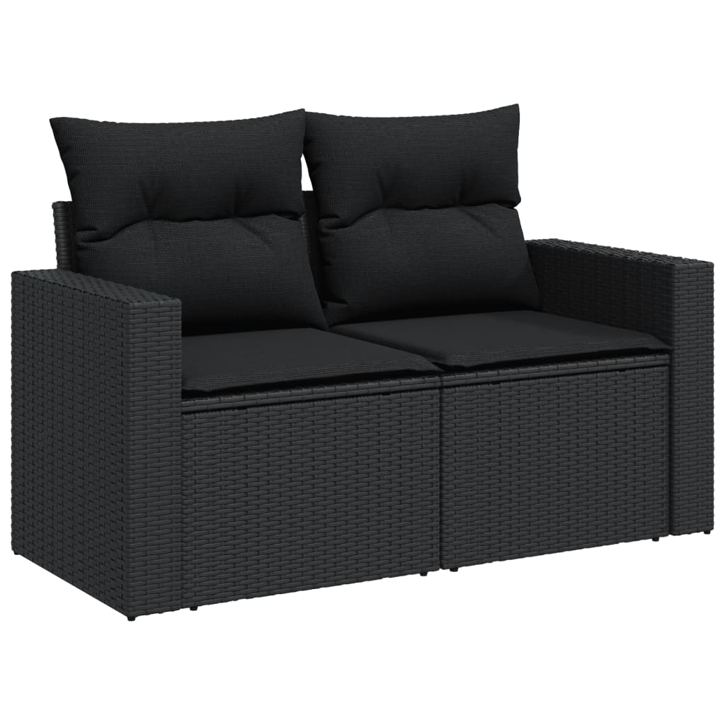 sofasæt til haven 7 dele med hynder polyrattan sort